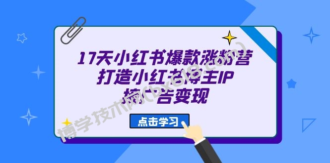 17天 小红书爆款 涨粉营（广告变现方向）打造小红书博主IP、接广告变现-博学技术网
