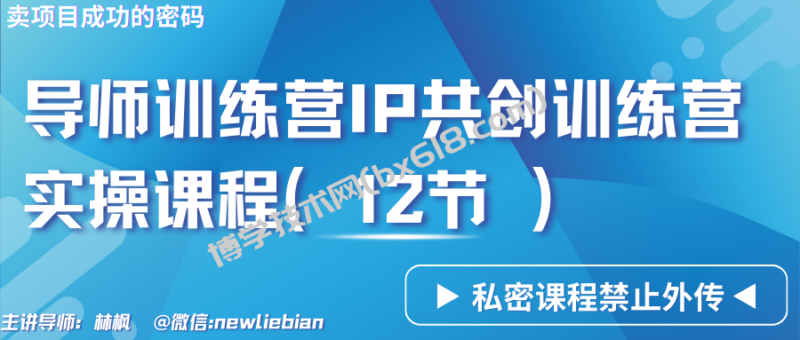 导师训练营3.0IP共创训练营私密实操课程（12节）-卖项目的密码成功秘诀-博学技术网