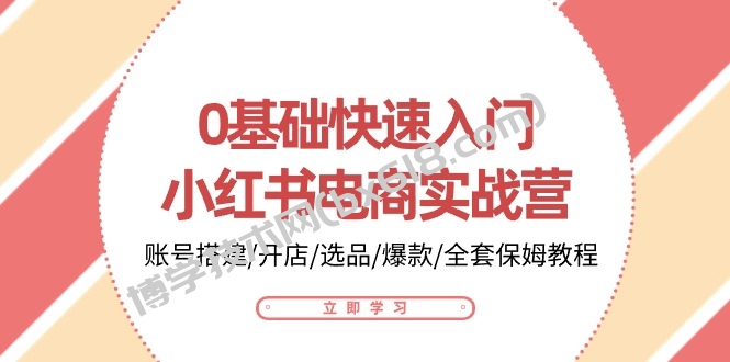 0基础快速入门小红书电商实战营：账号搭建/开店/选品/爆款/全套保姆教程-博学技术网