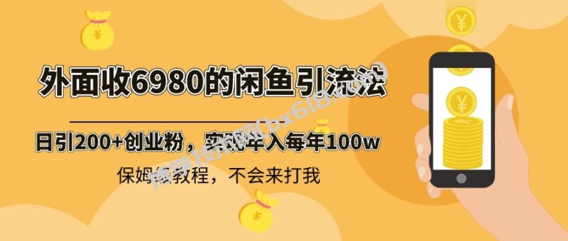 外面收费6980闲鱼引流法，日引200+创业粉，每天稳定2000+收益，保姆级教程-博学技术网