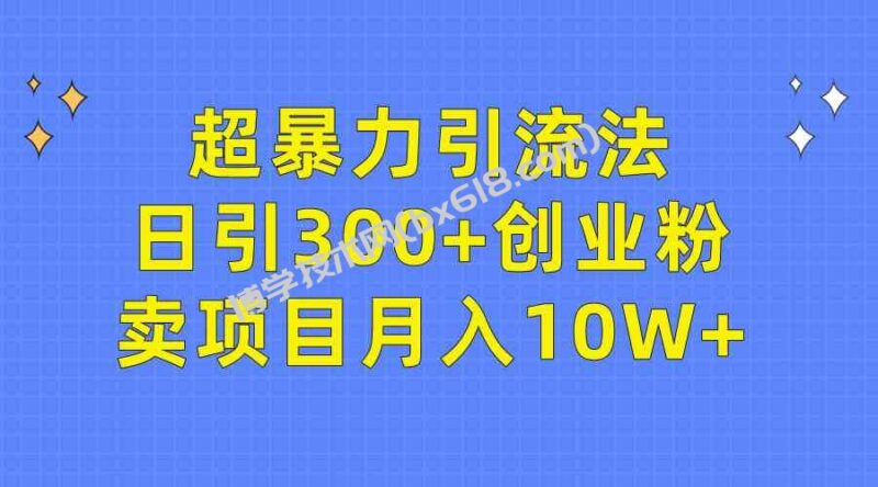 （9954期）超暴力引流法，日引300+创业粉，卖项目月入10W+-博学技术网