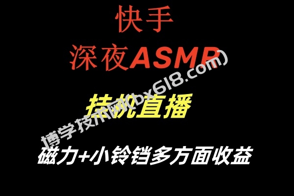 快手深夜ASMR挂机直播磁力+小铃铛多方面收益-博学技术网