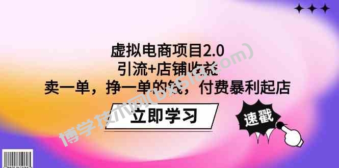 虚拟电商项目2.0：引流+店铺收益 卖一单，挣一单的钱，付费暴利起店-博学技术网