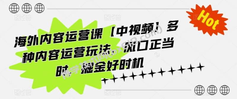 海外内容运营课【中视频】多种内容运营玩法，风口正当时，掘金好时机-博学技术网