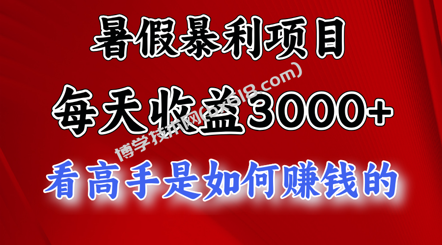 暑假暴利项目，每天收益3000+ 努努力能达到5000+，暑假大流量来了-博学技术网