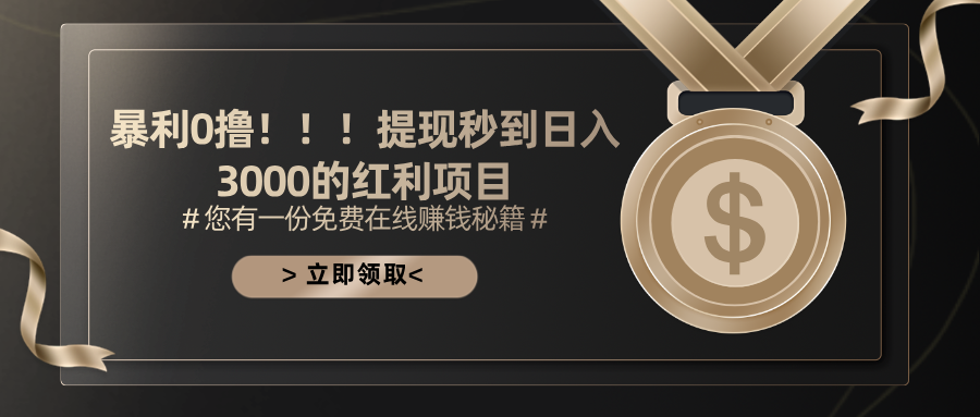 暴利0撸！！！提现秒到日入3000的红利项目-博学技术网
