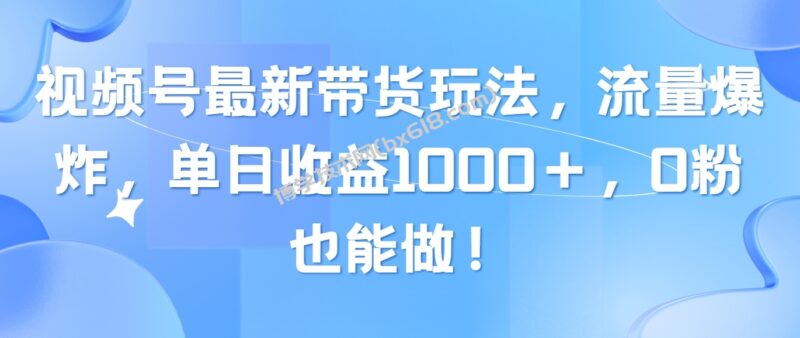 （10858期）视频号最新带货玩法，流量爆炸，单日收益1000＋，0粉也能做！-博学技术网