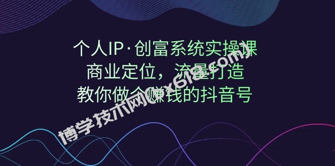 个人IP·创富系统实操课：商业定位，流量打造，教你做个赚钱的抖音号-博学技术网