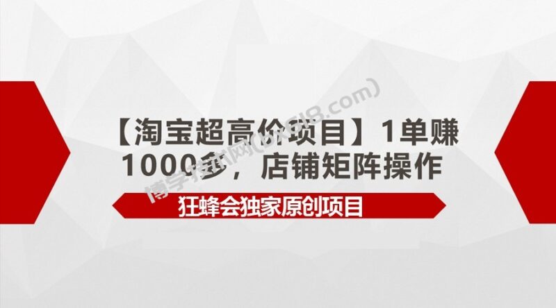 【淘宝超高价项目】1单赚1000多,店铺矩阵操作-博学技术网