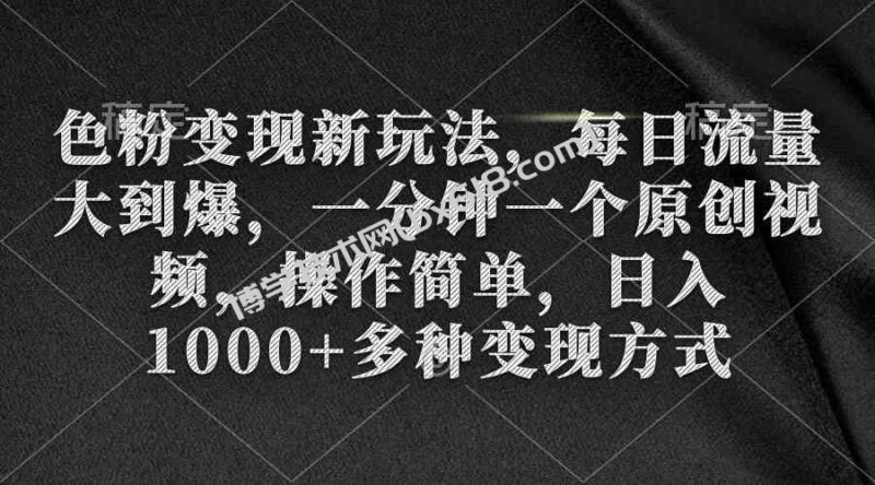 （9282期）色粉变现新玩法，每日流量大到爆，一分钟一个原创视频，操作简单，日入1…-博学技术网