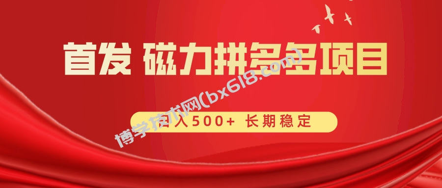 首发 磁力拼多多自撸 日入500+-博学技术网