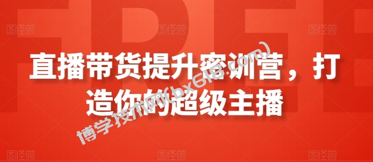直播带货提升密训营，打造你的超级主播-博学技术网