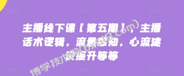 主播线下课【第五期】，主播话术逻辑，流量感知，心流建设提升等等-博学技术网