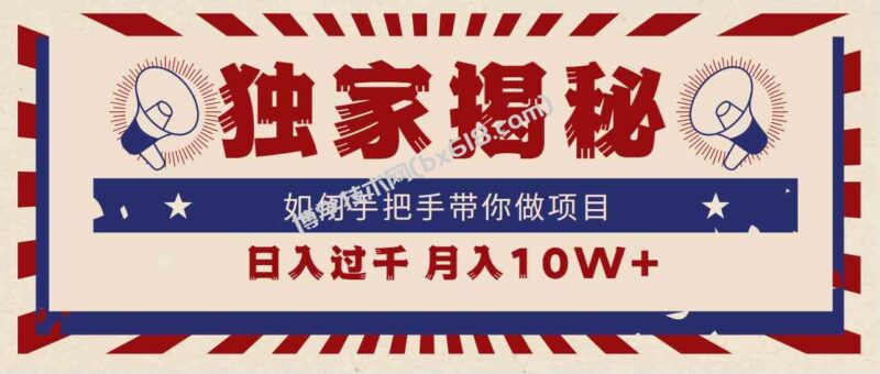 (9362期)独家揭秘,如何手把手带你做项目,日入上千,月入10W+-博学技术网
