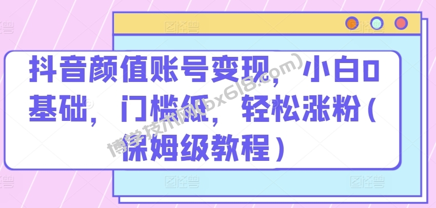 抖音颜值账号变现，小白0基础，门槛低，​轻松涨粉(保姆级教程)-博学技术网