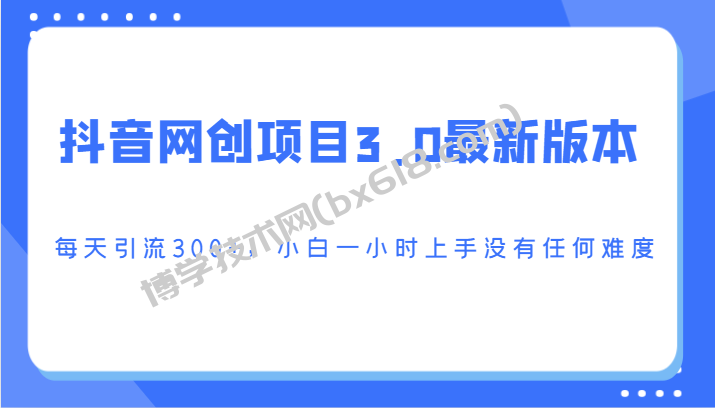 抖音网创项目3.0最新版本，每天引流300+，小白一小时上手没有任何难度-博学技术网