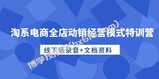 （10192期）淘系电商全店动销经营模式特训营，线下课录音+文档资料-博学技术网