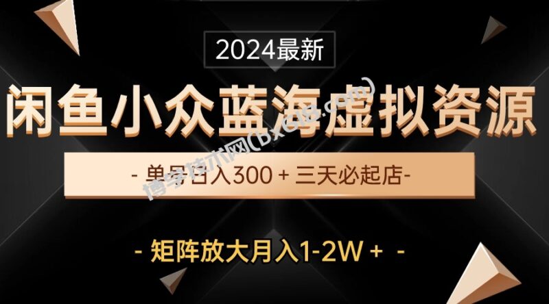 (10336期)最新闲鱼小众蓝海虚拟资源,单号日入300+,三天必起店,矩阵放大月入1-2W-博学技术网