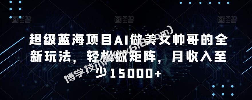 蓝海项目AI做美女帅哥的全新玩法，轻松做矩阵，月收入至少15000+-博学技术网