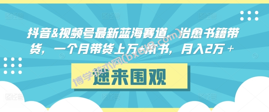 抖音&视频号最新蓝海赛道，治愈书籍带货，一个月带货上万+本书，月入2万＋-博学技术网