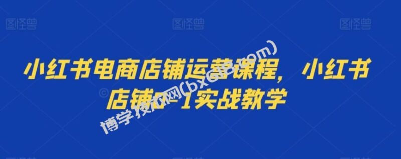 小红书电商店铺运营课程,小红书店铺0-1实战教学-博学技术网