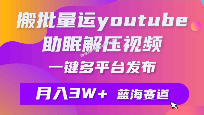 (9727期)批量搬运YouTube解压助眠视频 一键多平台发布 月入2W+-博学技术网