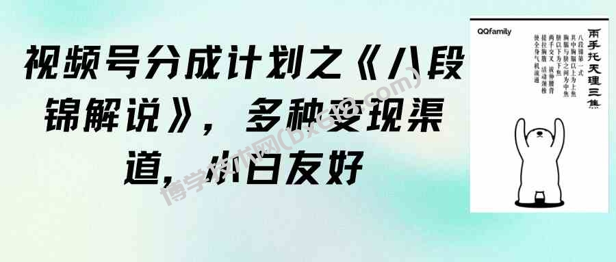 （9537期）视频号分成计划之《八段锦解说》，多种变现渠道，小白友好（教程+素材）-博学技术网