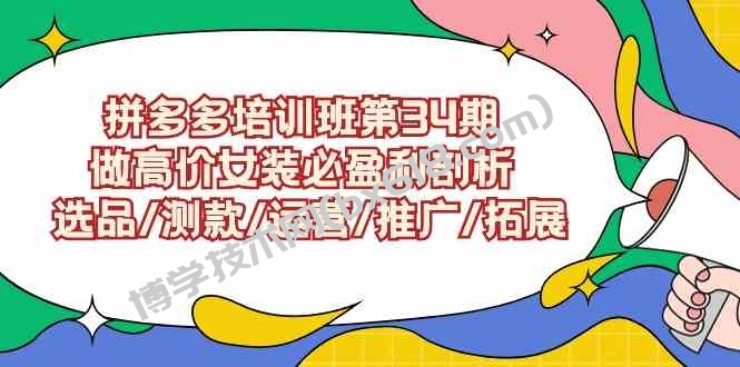 （9333期）拼多多培训班第34期：做高价女装必盈利剖析  选品/测款/运营/推广/拓展-博学技术网