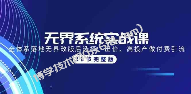 （9992期）无界系统实战课：全体系落地无界改版后选择、出价、高投产做付费引流-38节-博学技术网