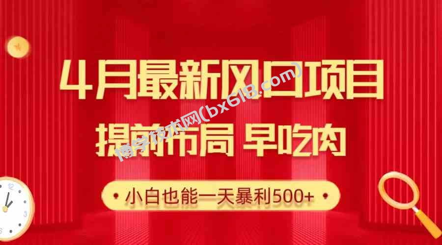 （10137期）28.4月最新风口项目，提前布局早吃肉，小白也能一天暴利500+-博学技术网