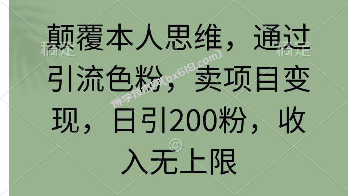 （9523期）颠覆本人思维，通过引流色粉，卖项目变现，日引200粉，收入无上限-博学技术网