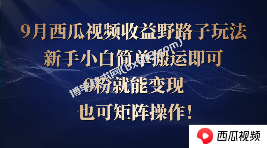 西瓜视频收益野路子玩法，新手小白简单搬运即可，0粉就能变现，也可矩…-博学技术网