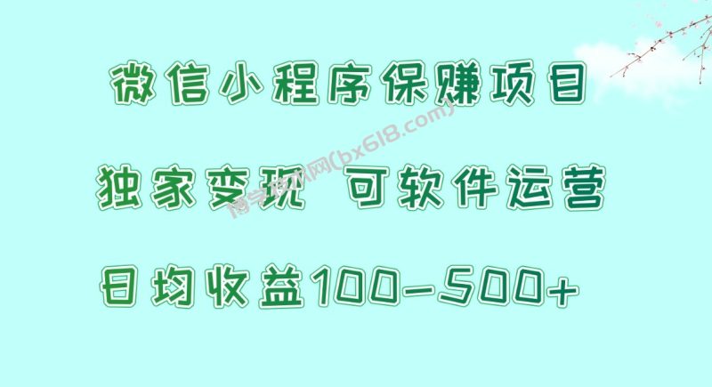 微信小程序保赚项目，日均收益100~500+，独家变现，可软件运营-博学技术网